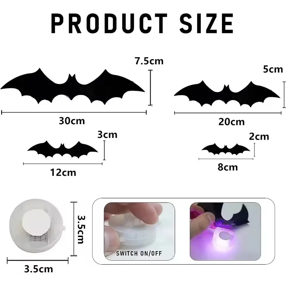 24pc LED Bat Wall Decal!